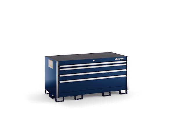 Four-Drawer Double-Wide Desk (Royal Blue w/Brushed Trim)