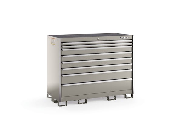 Eight-Drawer Double-Wide Standing Counter (Arctic Silver w/Brushed Trim)