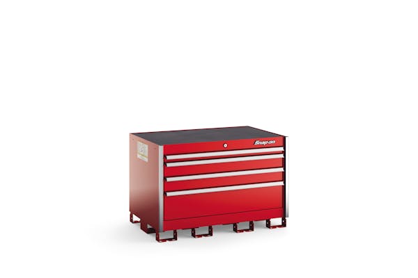 Four-Drawer Extra-Wide Desk (Red w/Brushed Trim)