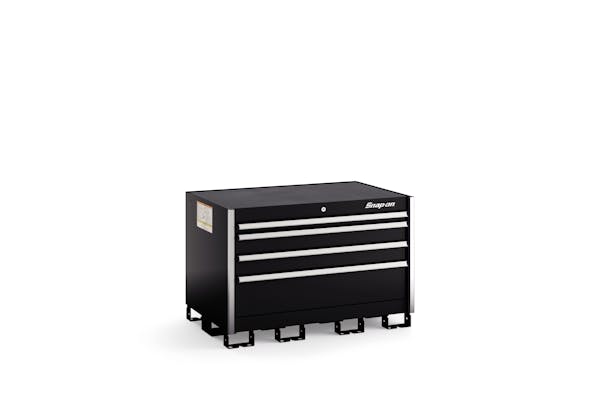 Four-Drawer Extra-Wide Desk (Gloss Black w/Brushed Trim)