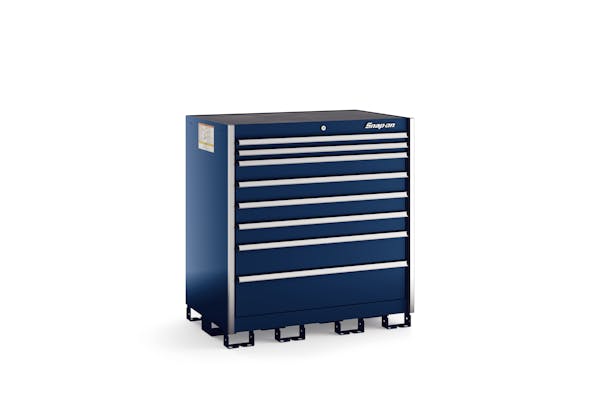 Eight-Drawer Extra-Wide Standing Counter (Royal Blue with Brushed Trim)