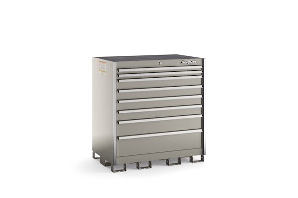 Eight-Drawer Extra-Wide Standing Counter (Arctic Silver with Brushed Trim)