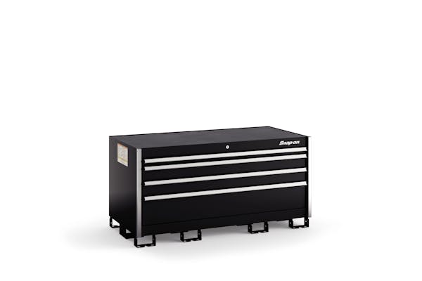 Four-Drawer Double-Wide Desk (Gloss Black w/Brushed Trim)