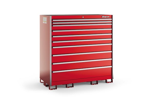 10-Drawer Double-Wide Eye-Level (Red w/Brushed Trim)