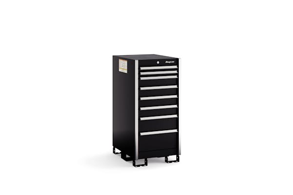 Eight-Drawer Narrow Standing Counter (Gloss Black w/Brushed Trim)