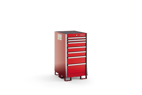 Seven-Drawer Narrow Counter (Red w/Brushed Trim)