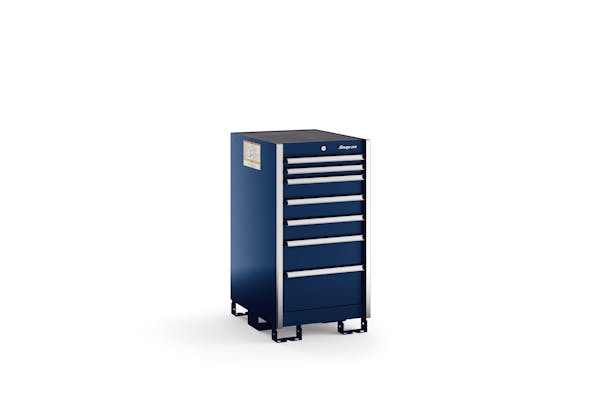 Seven-Drawer Narrow Counter (Royal Blue w/Brushed Trim)