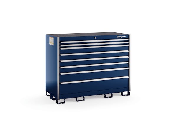 Eight-Drawer Double-Wide Standing Counter (Royal Blue w/Brushed Trim)