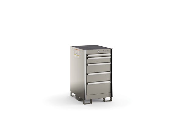 Five-Drawer Narrow Tall Bench (Arctic Silver w/Brushed Trim)