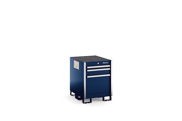 Three-Drawer Narrow Desk (Royal Blue w/Brushed Trim)