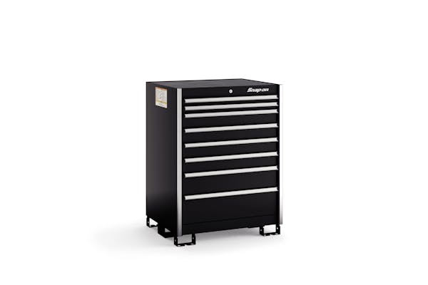 Eight-Drawer Standard Plus Standing Counter (Gloss Black w/Brushed Trim)