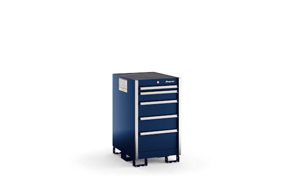 Five-Drawer Narrow Tall Bench (Royal Blue w/Brushed Trim)