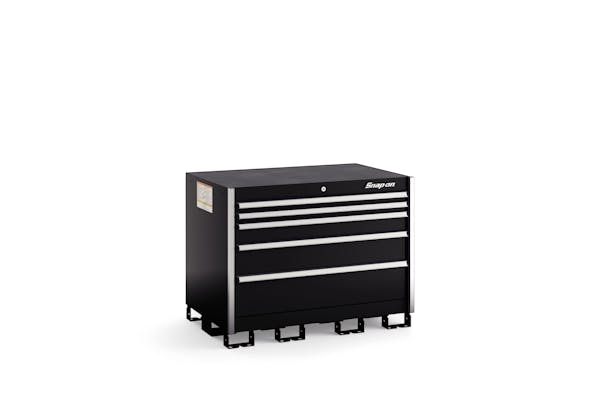 Five-Drawer Extra-Wide Bench (Gloss Black w/Brushed Trim)