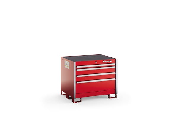 Four-Drawer Standard Plus Desk (Red w/Brushed Trim)