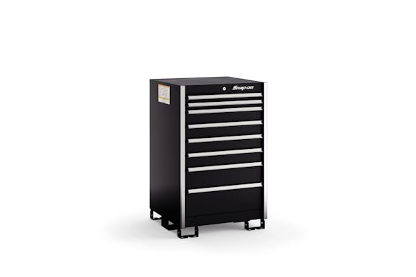 Eight-Drawer Standard Standing Counter (Gloss Black with Brushed Trim)