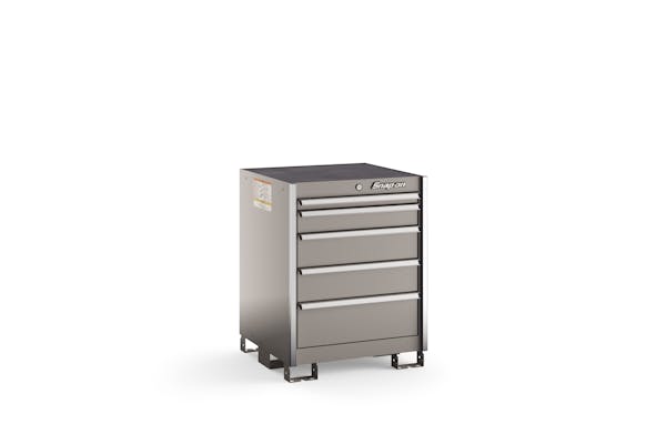 Five-Drawer Standard Tall Bench (Arctic Silver with Brushed Trim)