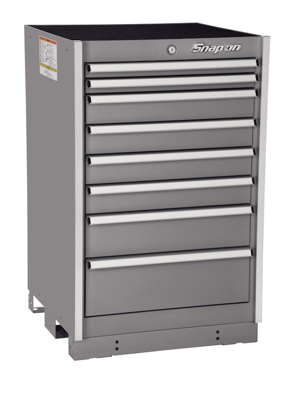 Eight-Drawer Standard Standing Counter (Arctic Silver with Brushed Trim)