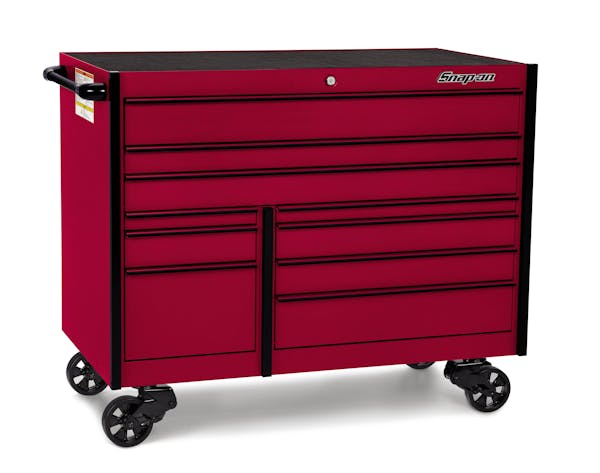 54" 10-Drawer Double-Bank Masters Series Roll Cab (Candy Apple Red with Black Trim and Blackout Details)